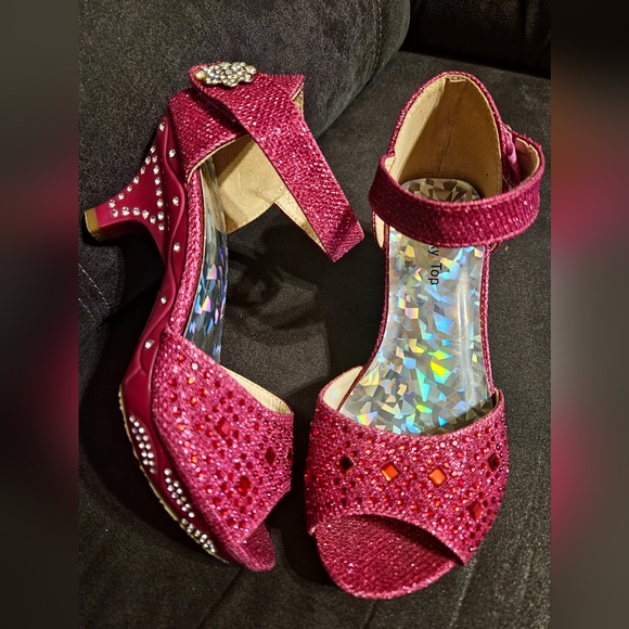 LUCKY TOP Sparkling bling pink heels sz2 - Picture 8 of 16
